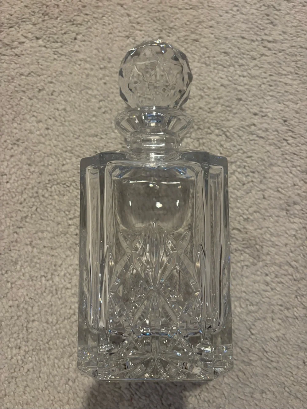 Cut Crystal Decanter with Faceted Stopper - Clear